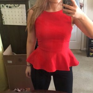 Red peplum shirt